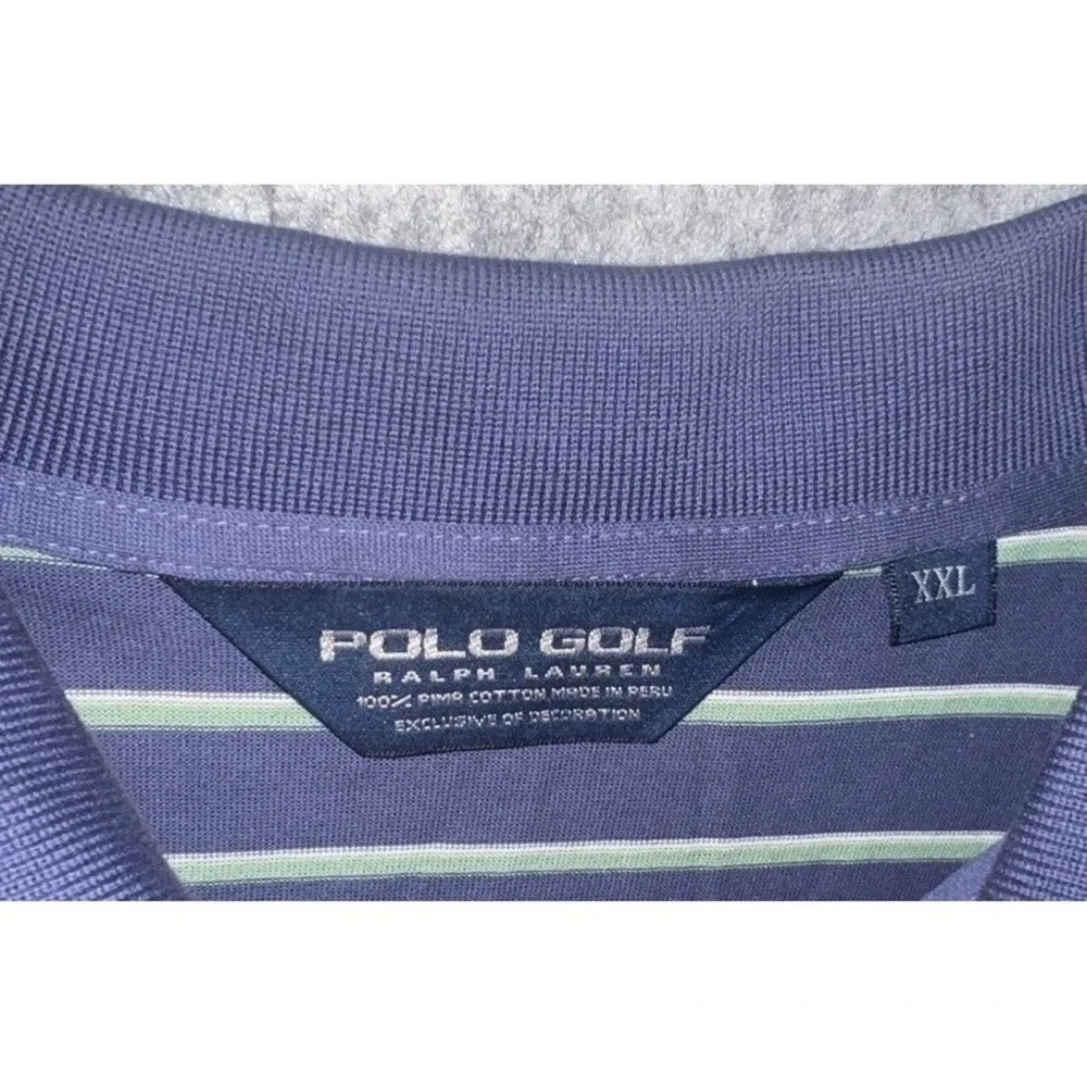 Ralph‎ Lauren Shirt Men's 2XL Purple Polo Golf Performance Striped Pima Cotton